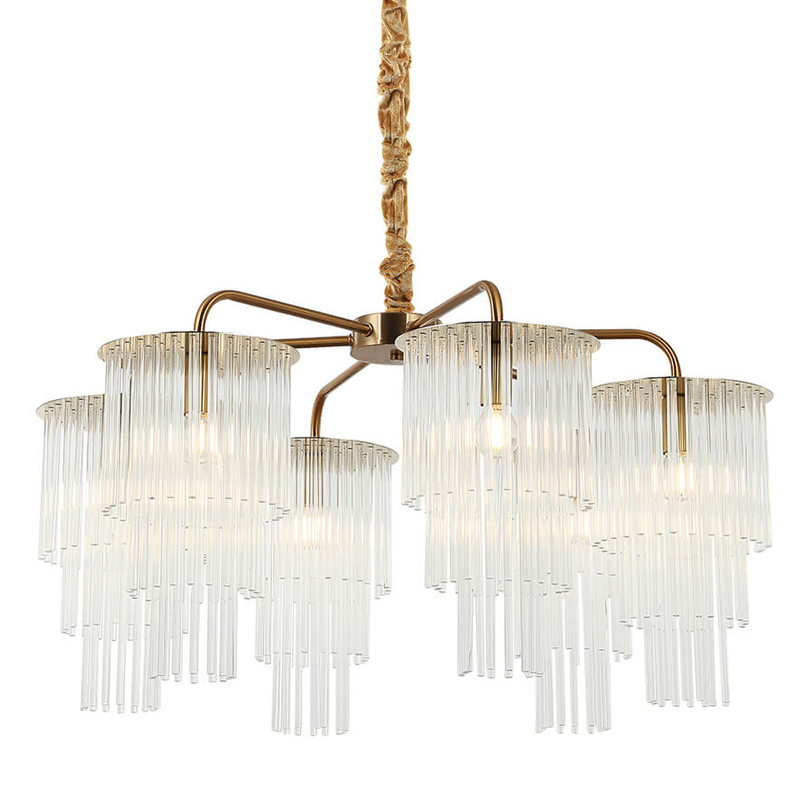 Люстра Harrison Chandelier gold 6 lamp Глянцевое золото Прозрачный в Санкт-петербурге | Loft Concept 