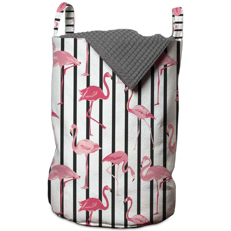 Корзина Flamingo Stripes Basket Черно-белый Розовый пастельный в Санкт-петербурге | Loft Concept 