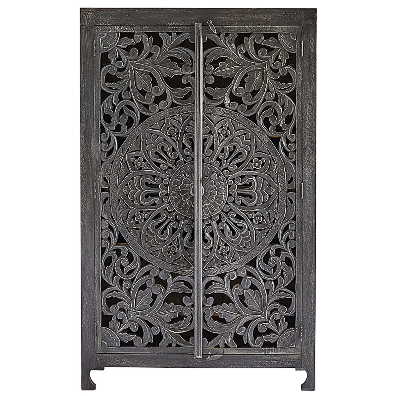 Шкаф Indian Antique White Furniture Cupboard Mistry серый Серый в Санкт-петербурге | Loft Concept 