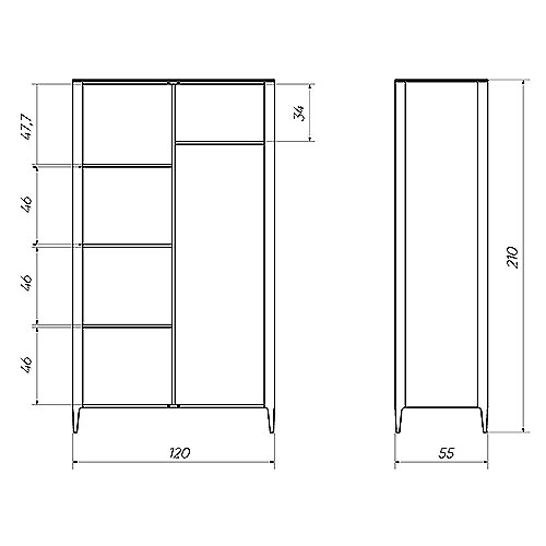 Шкаф двухстворчатый светло-серый Type в Санкт-петербурге