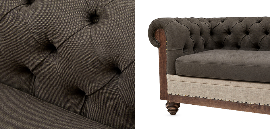 Диван Deconstructed Chesterfield Sofa triple Linen Brown - Loft-Concept в Санкт-петербурге