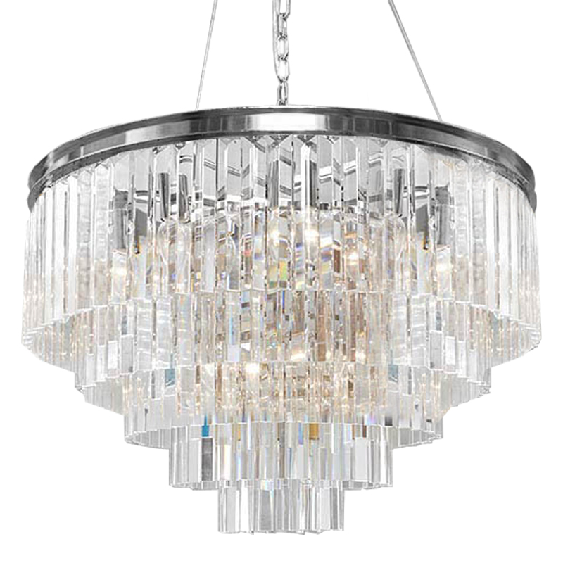 Люстра RH Odeon Chandelier Five Silver 80 Прозрачное Стекло Серебряный в Санкт-петербурге | Loft Concept 