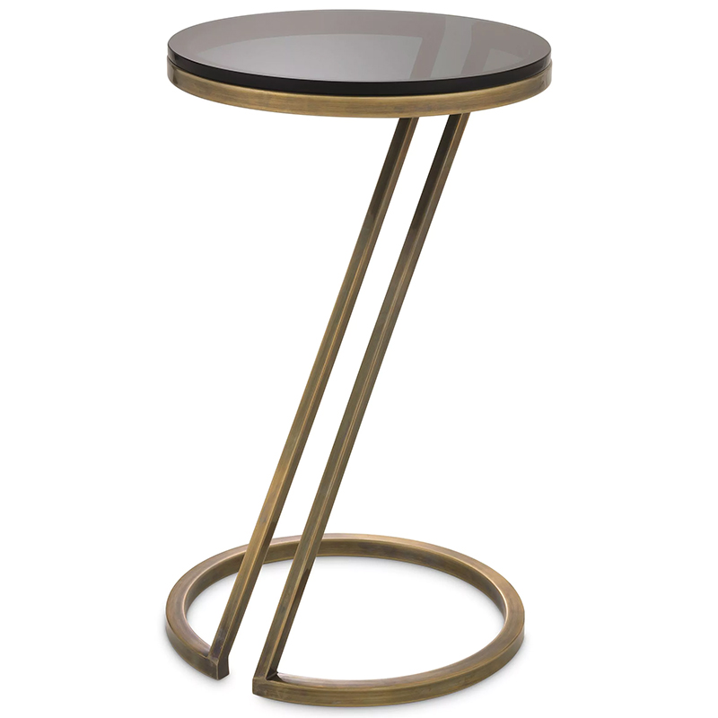 Приставной стол Eichholtz Side Table Falcone Brass Латунь Стекло Смок в Санкт-петербурге | Loft Concept 