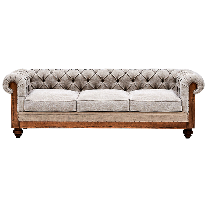 Диван Deconstructed Chesterfield Sofa Triple Gray Серый Бежевый Коричневый в Санкт-петербурге | Loft Concept 