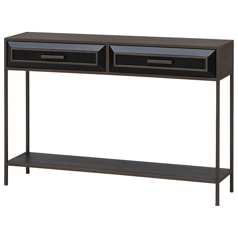 Консоль с выдвижными ящиками Leclair Console Table Черный Коричневый в Санкт-петербурге | Loft Concept 