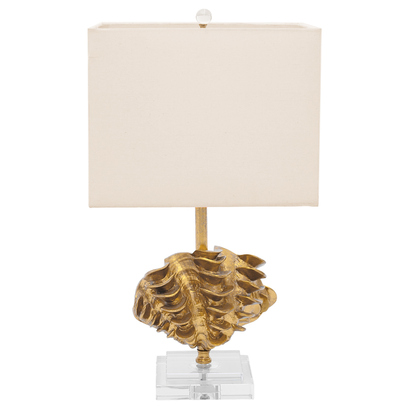 Настольная лампа Golden Shell Table Lamp с абажуром Белый Золотой Прозрачный Бежевый в Санкт-петербурге | Loft Concept 