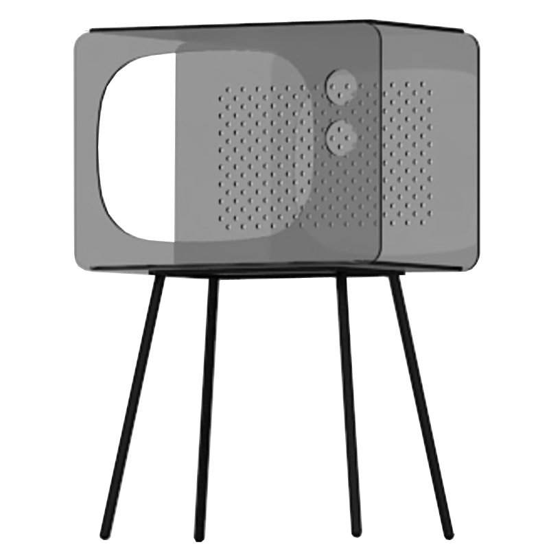 Серая тумбочка в виде телевизора из акрила Grey Acrylic Television Nightstand Серый Черный в Санкт-петербурге | Loft Concept 