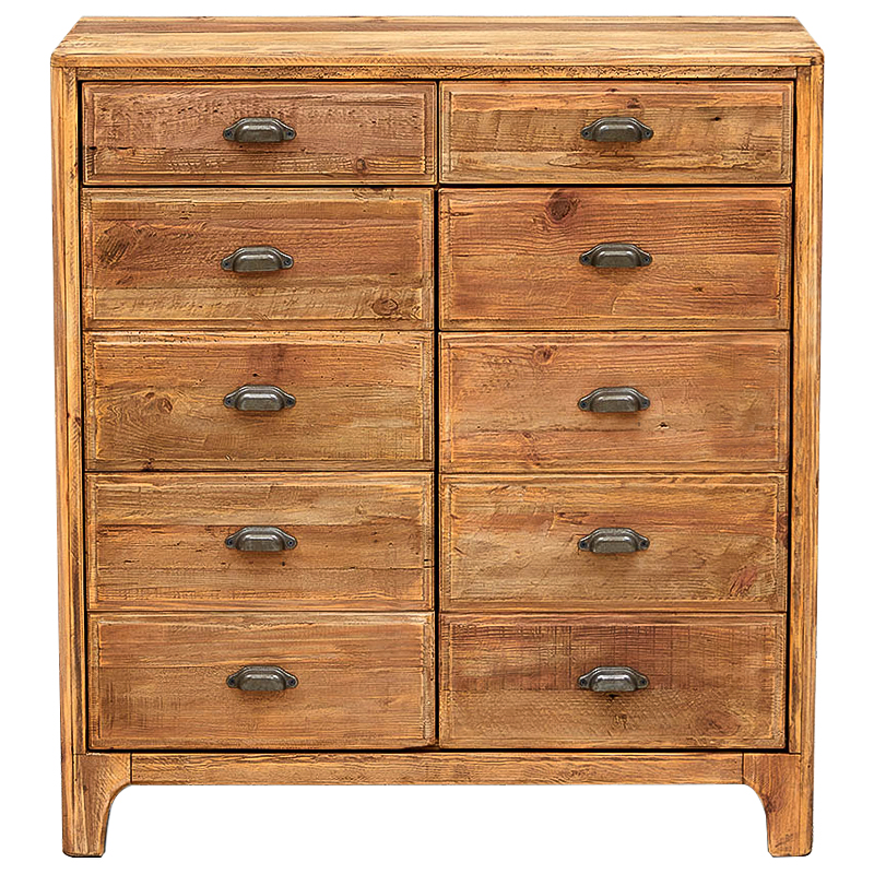 Комод из массива сосны в стиле лофт Pauley Loft Chest of Drawers Древесина Металлик винтаж в Санкт-петербурге | Loft Concept 