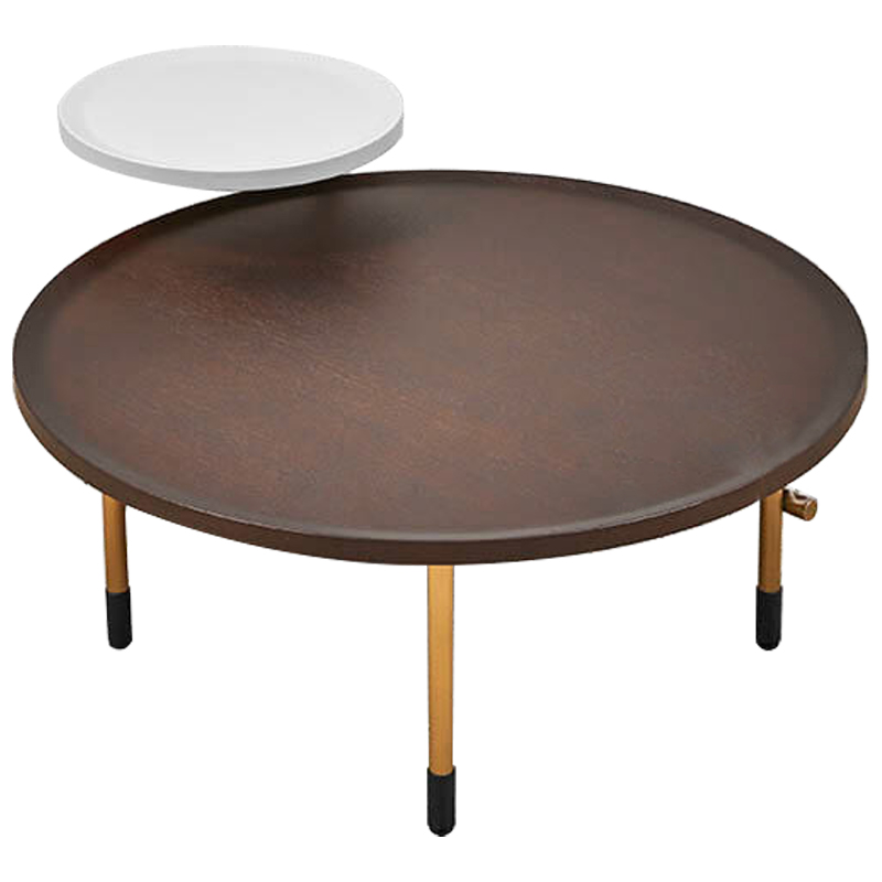 Кофейный стол Alastair Double Round Table Золотой Коричневый Белый в Санкт-петербурге | Loft Concept 