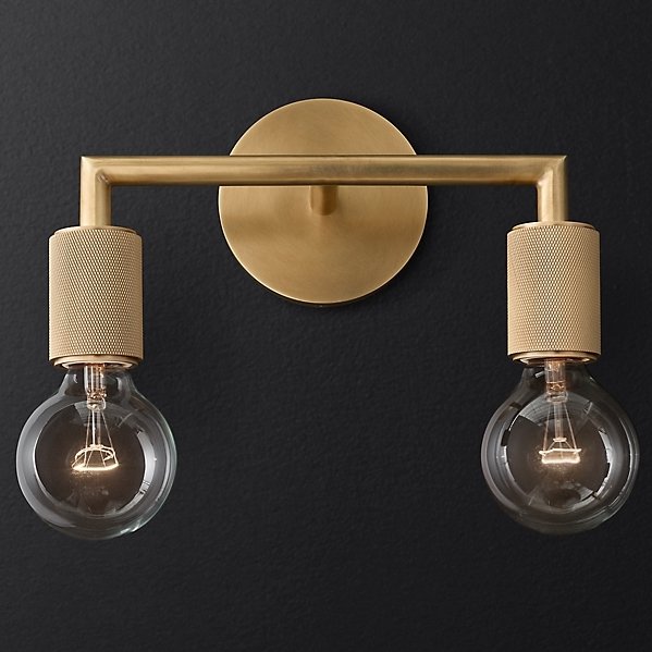 Бра RH Utilitaire Double Sconce Brass Латунь в Санкт-петербурге | Loft Concept 