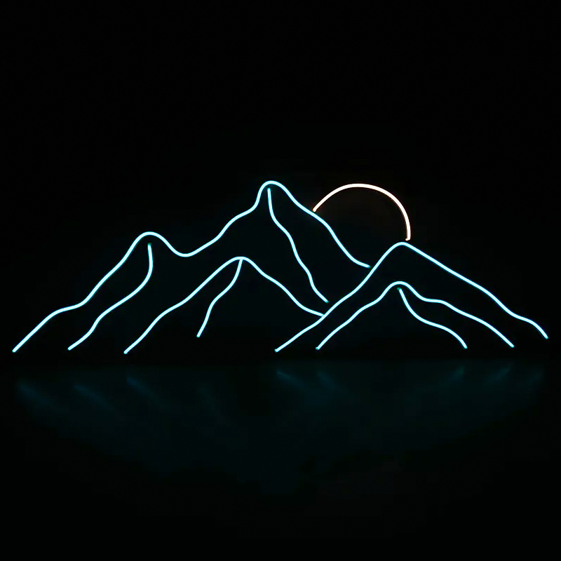 Неоновая настенная лампа Mountains Neon Wall Lamp Прозрачный Бирюзовый Оранжевый в Санкт-петербурге | Loft Concept 