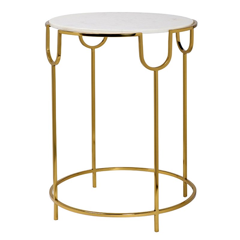 Приставной стол Bettina Side Table Глянцевое золото Белый Мрамор Bianco в Санкт-петербурге | Loft Concept 