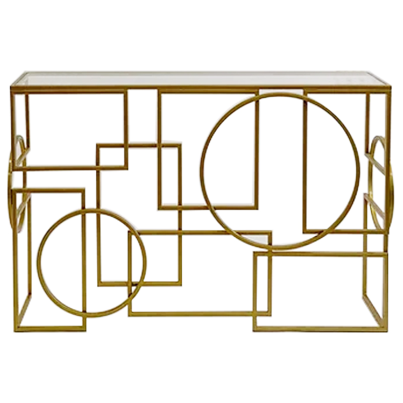 Консоль Geometric Figures Gold Console Золотой Прозрачное Стекло в Санкт-петербурге | Loft Concept 