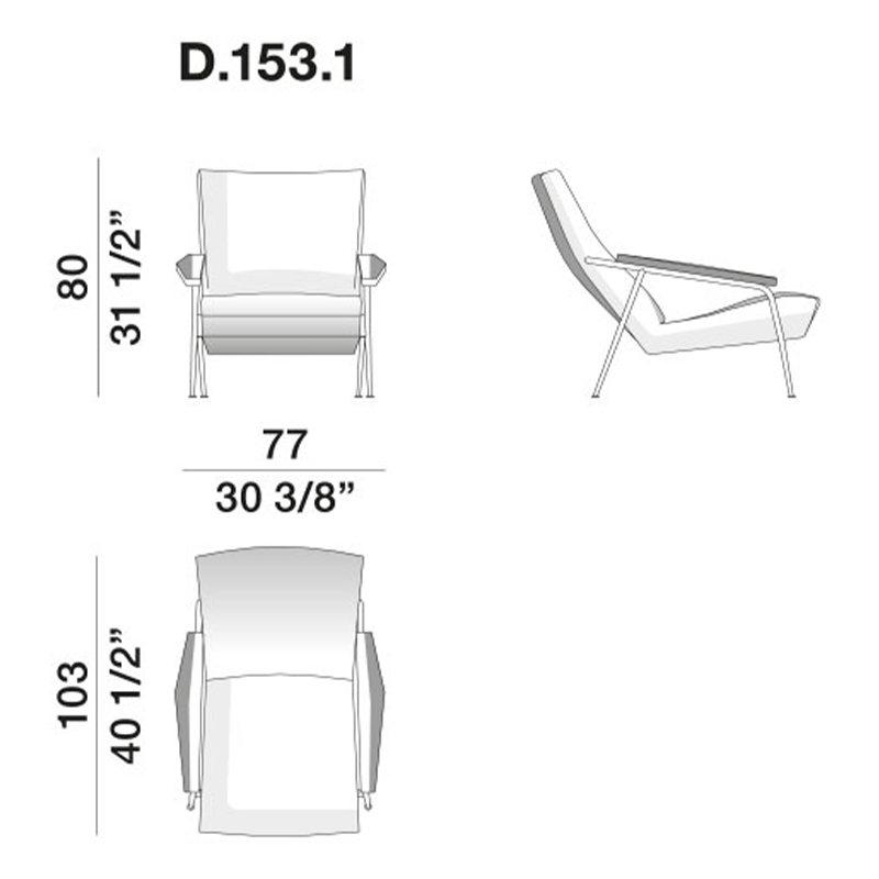 Дизайнерское кресло с подлокотниками Gio Ponti D.153.1 Armchair в Санкт-петербурге