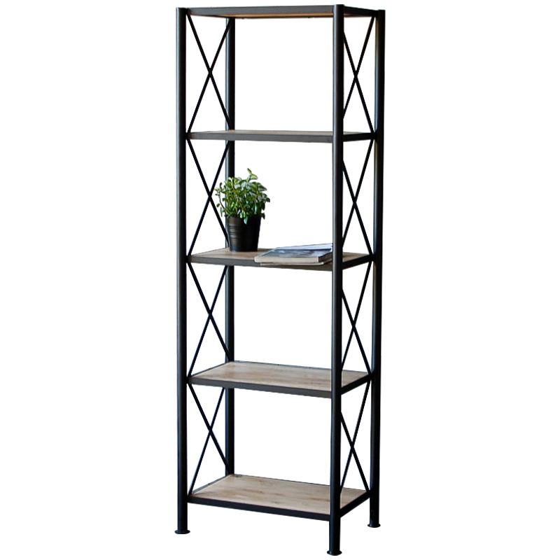 Стеллаж Pheobe Industrial Metal Rust Rack Черный Древесина в Санкт-петербурге | Loft Concept 