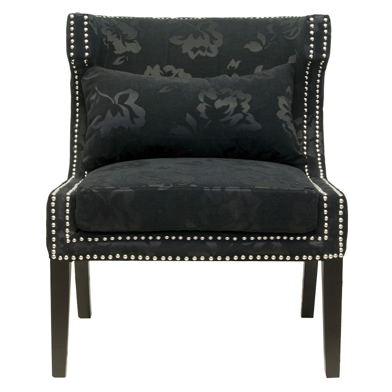 Полукресло с мягкой обивкой из жаккарда на 4-х ножках из массива березы Baroque Armchair black Черный в Санкт-петербурге | Loft Concept 