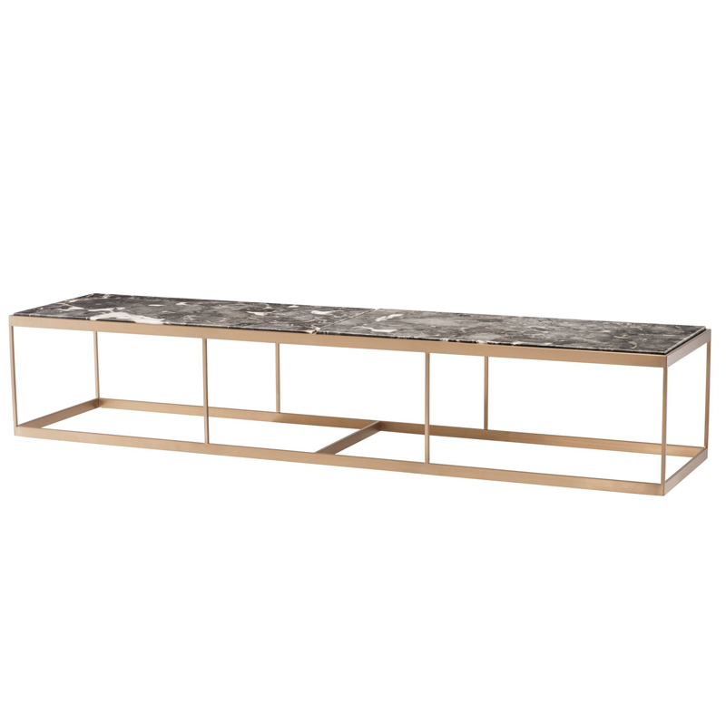 Кофейный стол Eichholtz Coffee Table La Quinta grey marble Латунь Серый в Санкт-петербурге | Loft Concept 