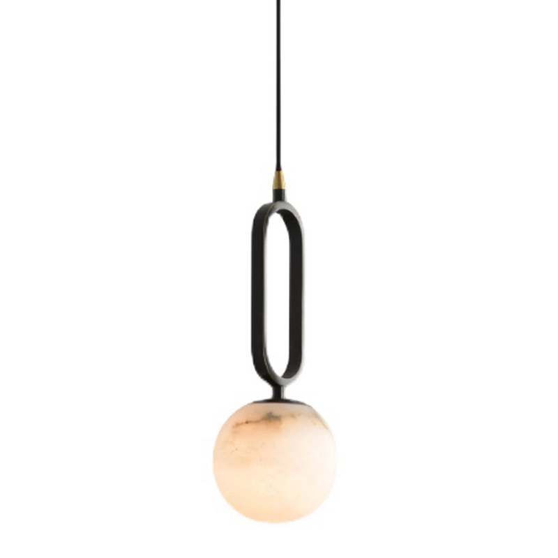 Подвесной светильник Reine Marble Hanging Lamp Черный Белый Мрамор Bianco Латунь в Санкт-петербурге | Loft Concept 