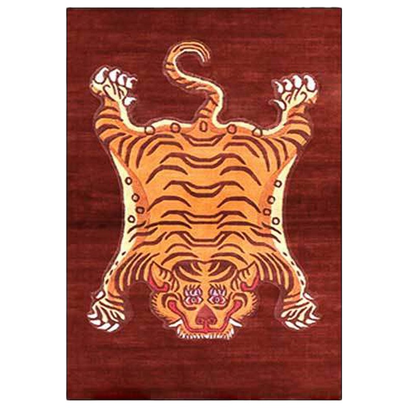 Ковер Тибетский Тигр Tibetan Tiger Rug Red Красный Оранжевый в Санкт-петербурге | Loft Concept 