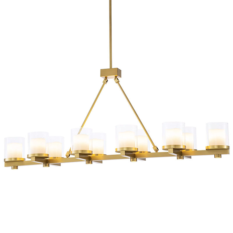 Люстра Eichholtz Chandelier Donovan Brass Латунь Белый Прозрачное Стекло в Санкт-петербурге | Loft Concept 