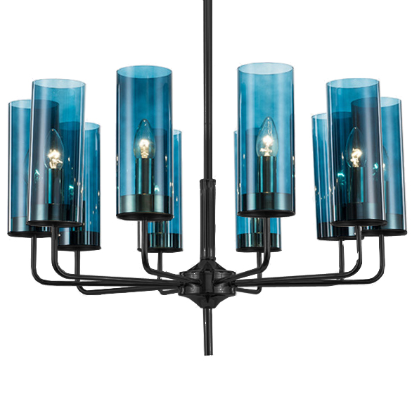 Люстра Black & Blue Glass Tube Chandelier 10 Графитовый Сапфир (Sapphire) в Санкт-петербурге | Loft Concept 