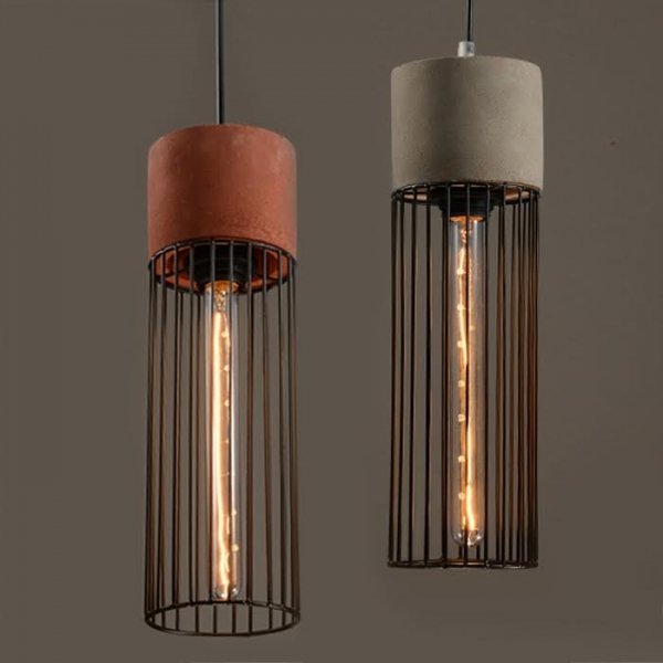 Подвесной светильник Cement Droplight Pendant Light cylinder Серый Красный Черный в Санкт-петербурге | Loft Concept 