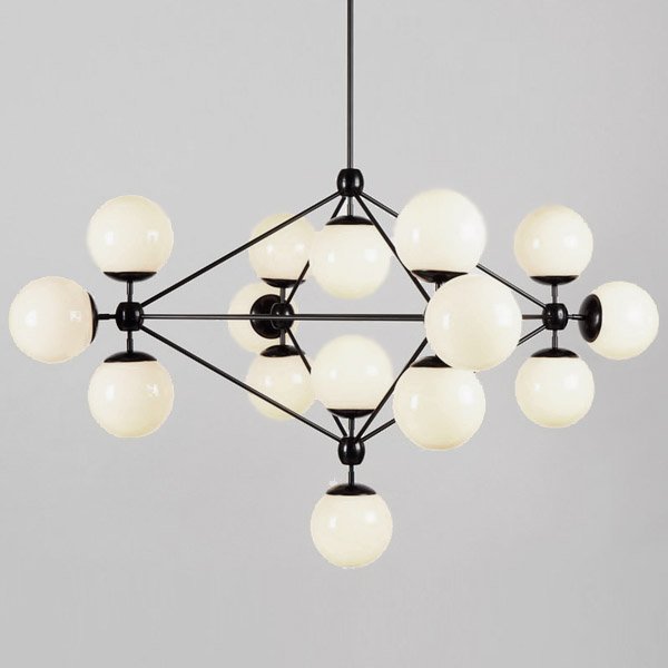 Modo Chandelier Black and White Glass 15-21 Globes  Черный Прозрачный белый в Санкт-петербурге | Loft Concept 