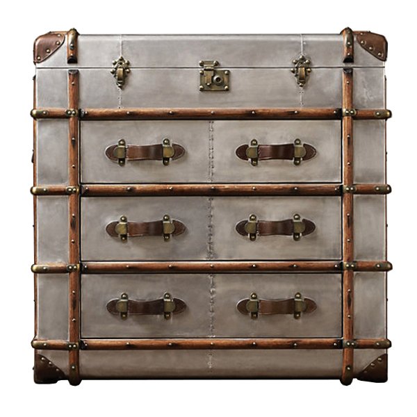 Комод в стиле Лофт RH Richards Polished Aluminum Trunks Chest Алюминий Коричневый винтаж в Санкт-петербурге | Loft Concept 