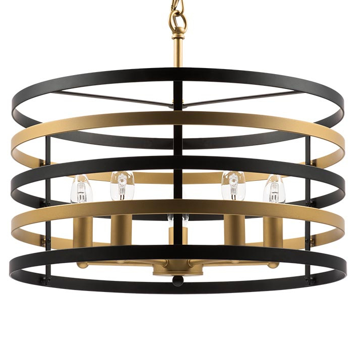 Люстра Gold Stripes Chandelier 5 Черный Золотой в Санкт-петербурге | Loft Concept 