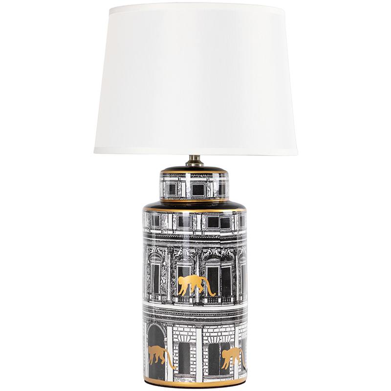 Настольная лампа Old Town Lampshade Black White Черно-белый Золотой Белый в Санкт-петербурге | Loft Concept 