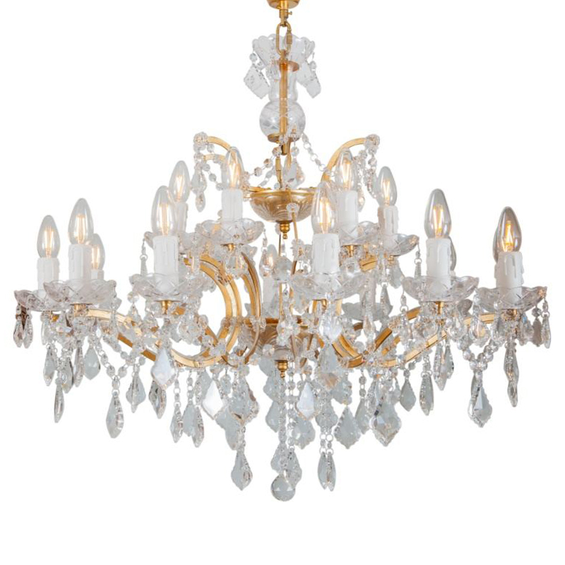 Люстра 19th c. Rococo IRON & CLEAR CRYSTAL GOLD Chandelier 18 Золотой Прозрачное Стекло в Санкт-петербурге | Loft Concept 