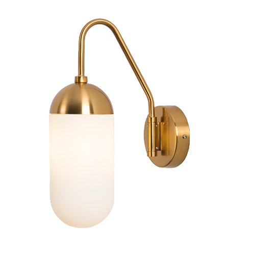 Бра Pelle Sconce short Gooseneck Clear Shade Латунь Белый в Санкт-петербурге | Loft Concept 