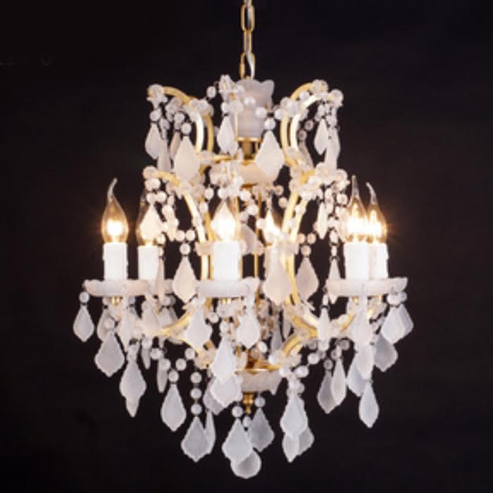 Люстра RH Rococo Iron & white matt Crystal Chandelier 6 Белый Золотой в Санкт-петербурге | Loft Concept 