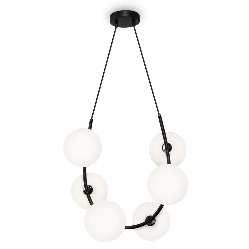 Люстра Marcan 6 Ball Chandelier Black Черный Белый в Санкт-петербурге | Loft Concept 