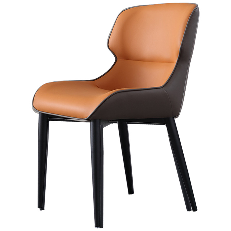 Стул с кожаной двухцветной обивкой Obrien Chair Orange and Grey Оранжевый Серый Черный в Санкт-петербурге | Loft Concept 