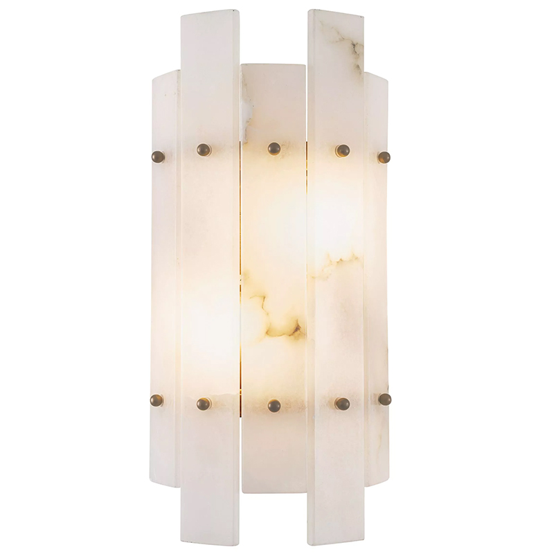 Бра Eichholtz Wall Lamp Caprera Alabaster Белый Мрамор Bianco Бежевый Латунь в Санкт-петербурге | Loft Concept 