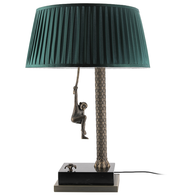 Настольная лампа Джунгли Table Lamp Jungle Emerald Латунь Античная полированная Черный Мрамор Nero Изумрудный в Санкт-петербурге | Loft Concept 