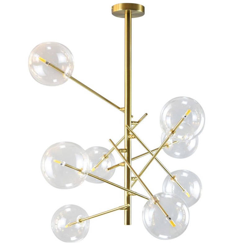 Люстра Gallotti & Radice Bolle Рanging Lamp 8 плафонов Золотой Прозрачный (Transparent) в Санкт-петербурге | Loft Concept 