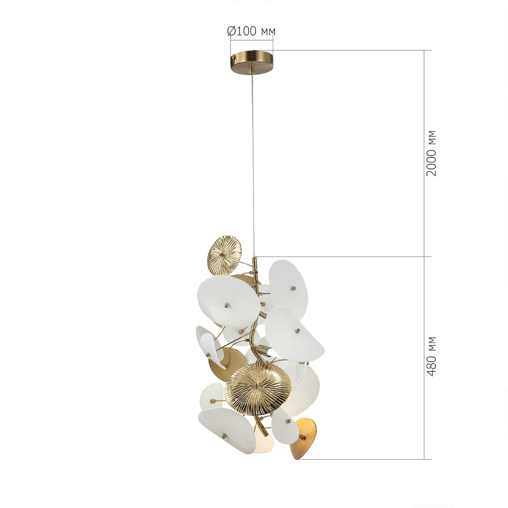 Подвесной светильник с белыми и золотистыми цветами Dahlia Flowers Lamp в Санкт-петербурге