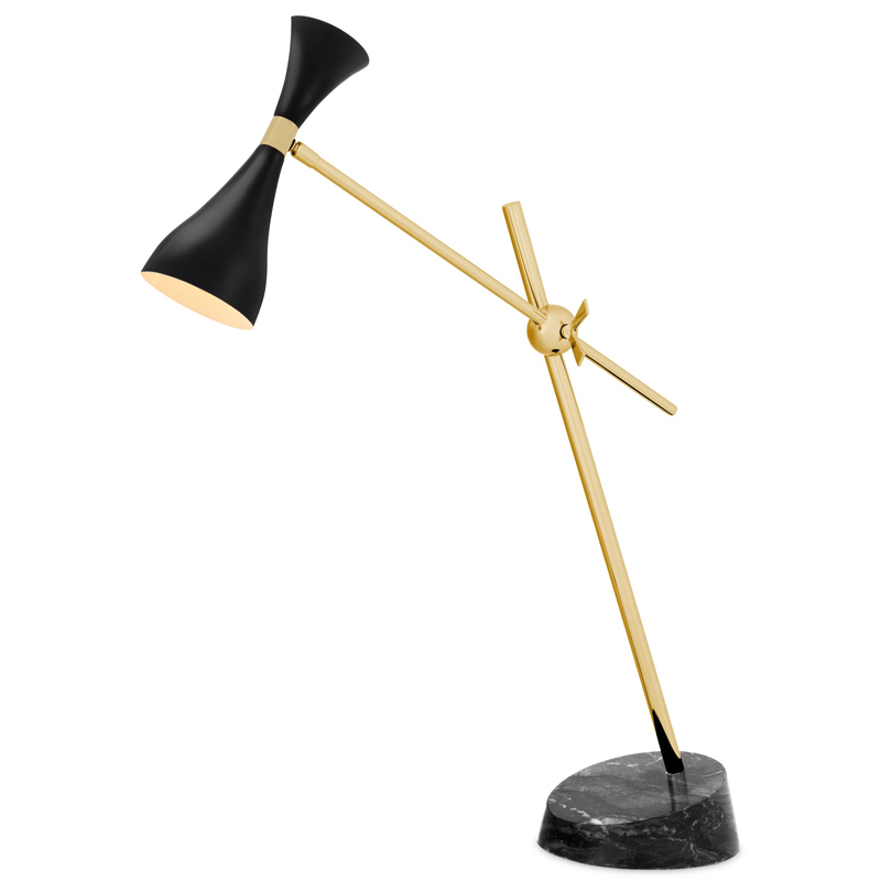 Настольная лампа Eichholtz Desk Lamp Cordero xl Черный Латунь Черный Мрамор Nero в Санкт-петербурге | Loft Concept 