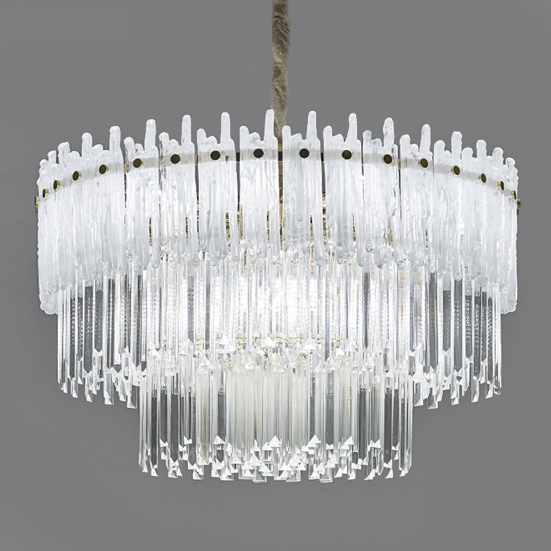 Люстра Murano Glass ICE Chandelier Золотой Белый Прозрачное Стекло в Санкт-петербурге | Loft Concept 