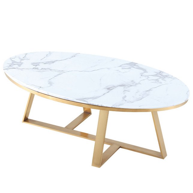 Кофейный стол Marble Oval Table Латунь Белый в Санкт-петербурге | Loft Concept 