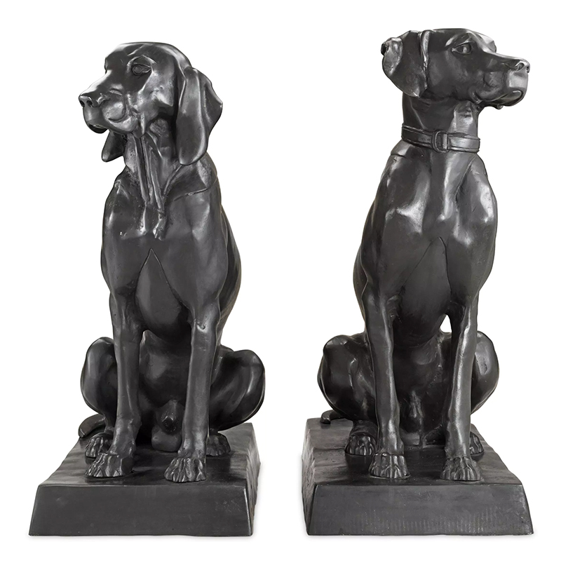 Комплект из двух декоративных статуэток Eichholtz Dogs Pointer & Hound set of 2 Темная бронза в Санкт-петербурге | Loft Concept 