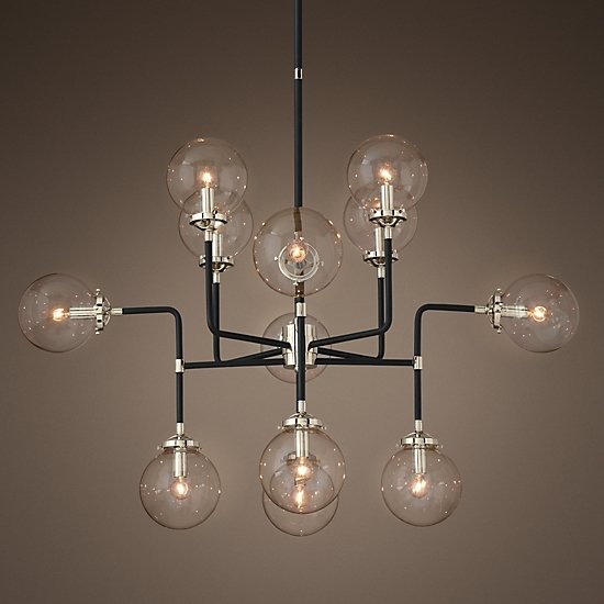 Люстра BISTRO GLOBE CLEAR GLASS SILVER CHANDELIER 12 Черный Серебряный Прозрачное Стекло в Санкт-петербурге | Loft Concept 