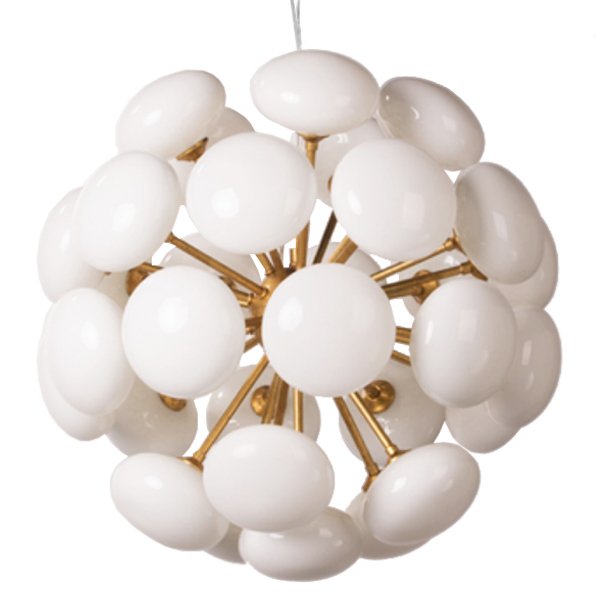 Люстра Mid-Century Sputnik Milk Glass Chandelier Золотой Прозрачный белый в Санкт-петербурге | Loft Concept 