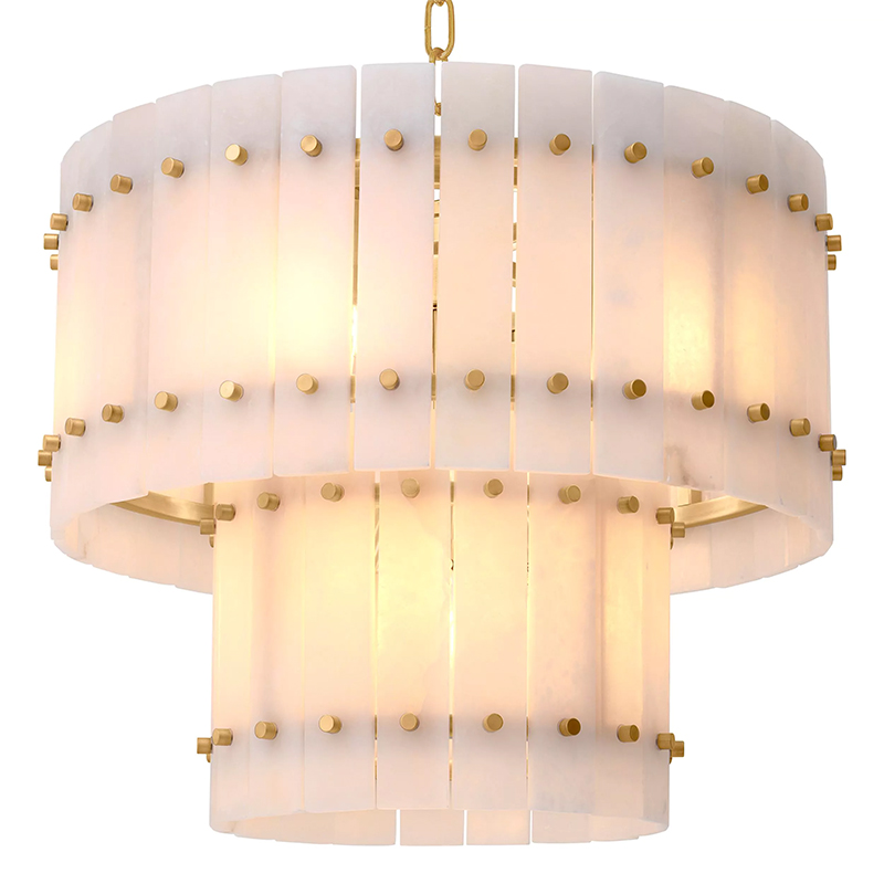 Люстра Eichholtz Chandelier Ruby S Alabaster Латунь Бежевый Белый Мрамор Bianco в Санкт-петербурге | Loft Concept 