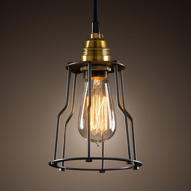 Подвесной светильник Loft Industrial Cage Filament Pendant Бронза Черный в Санкт-петербурге | Loft Concept 