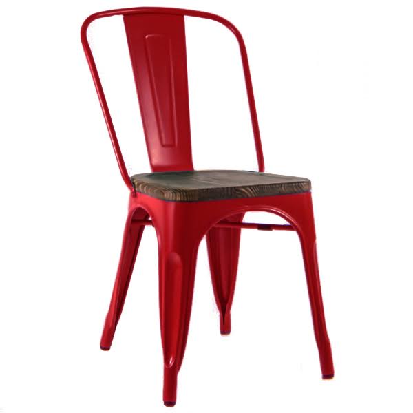 Кухонный стул Tolix Chair Wood Red Красный Красный Коричневый в Санкт-петербурге | Loft Concept 