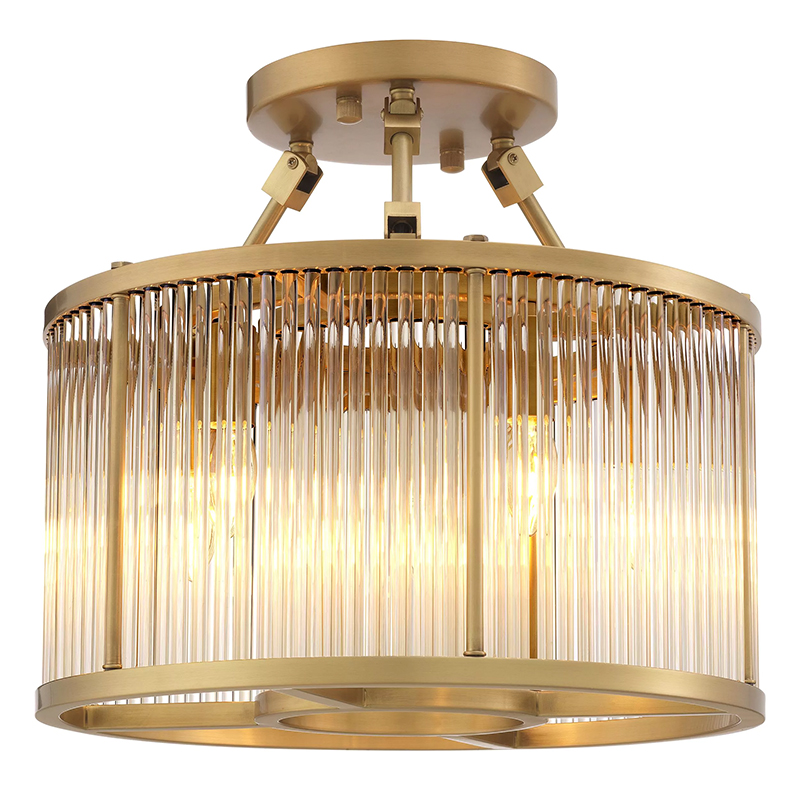 Потолочный светильник Eichholtz  Ceiling Lamp Bernardi S Brass Прозрачное Стекло Латунь в Санкт-петербурге | Loft Concept 