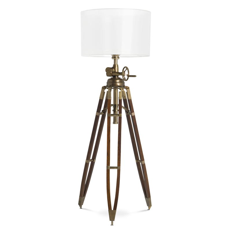 Торшер Eichholtz Floor Lamp Royal Marine Cream Кремовый Коричневый Латунь Античная полированная в Санкт-петербурге | Loft Concept 